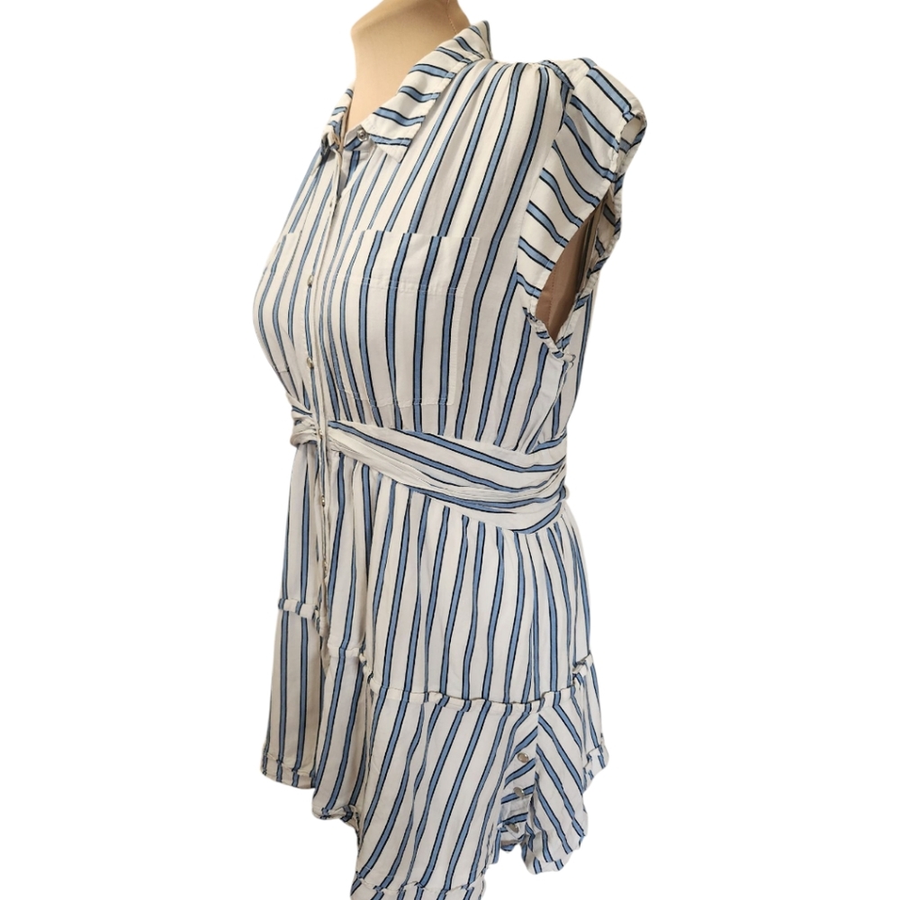 DEREK LAM 10 Crosby Striped Twist Waist Shirt Dress - Size 18 - Picture 8 of 14